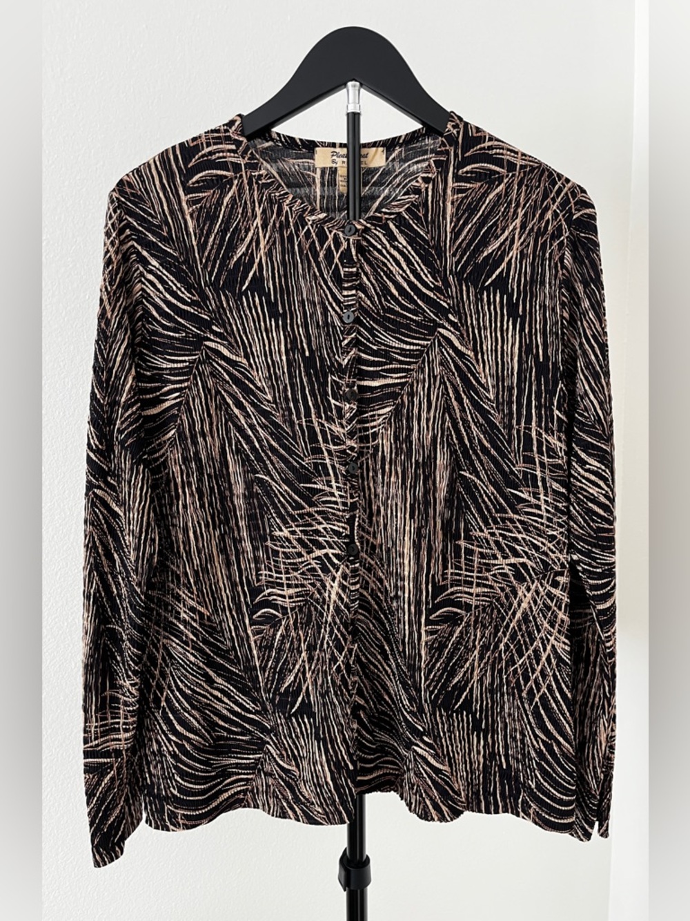 Vintage Pleat Pleat by Rafael Textured Cardigan 🖤 Lightweight Neutral | XL